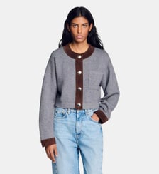 Cardigan empiècements suède Sandro