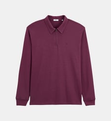 Polo zippé manches longues en coton interlock Serge Blanco