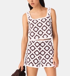Top en crochet à motif floral Maje