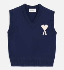 Pull Col V Sans Manches Ami De Coeur en Laine unisexe AMI Paris