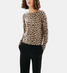 Pull mzoelo 100% cachemire - Motif animalier - Cachemire - Coupe droite Caroll