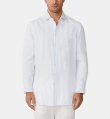 Chemise Coupe Ajustée À Rayures En Coton-Lin Hackett London