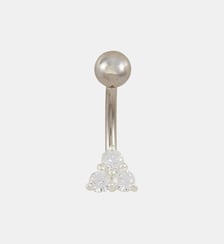 Piercing stud nombril argenté en argent garanti et zirconium Balaboosté