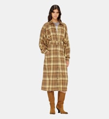 Robe midi en flanelle à carreaux avec large ceinture Diesel