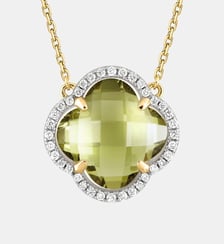 Collier, quartz olive, diamants, or jaune Morganne Bello