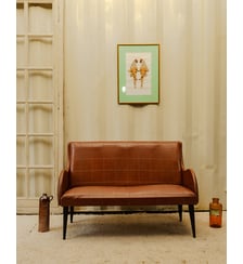 Banquette en cuir marron Clara N°158 - Produit chiné Debongout