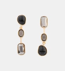 Boucles d'oreilles cabochons asymétriques gris Balaboosté