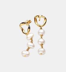 Pendants d'Oreilles Cercle de Forme Organique & Perles de Culture d'Eau Douce Traitées Pandora