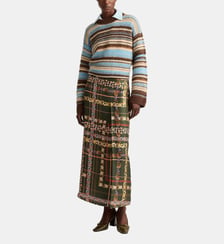 Jupe chai en twill de soie imprimé Momonì