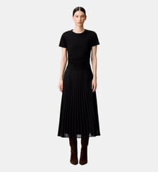 Robe droite bi-matière plissée Claudie Pierlot
