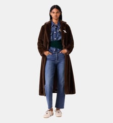 Manteau long en fausse fourrure Maje
