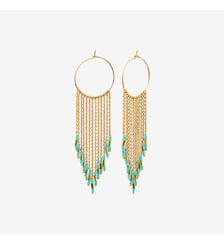 Boucles d'oreilles dorées vert irisé/vert sapin grand modèle - folk Caroline Najman