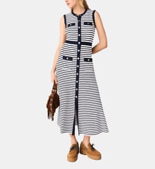 Robe longue en maille marinière Maje