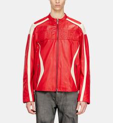 Veste de motard en cuir à blocs de couleurs Diesel