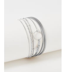bracelet cuirs et chaines Clover Argent blanc Flowers for Zoe