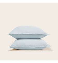 Lot De 2 Taies D'Oreiller  Gaze de coton lavé finition frangée, 65x65 cm Madura