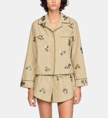 Chemise à rayures et fleurs brodées Sandro