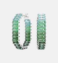 Anneaux d'oreilles Matrix, Forme octogonale, Dégradé de couleur, Métal rhodié Swarovski