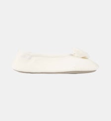 Chaussons ballerines velours félin et noeud Isotoner