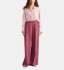 Pantalon aspen en acétate de soie uni Momonì
