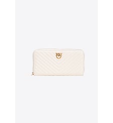 Portefeuille à contour zippé en cuir nappa à chevrons Pinko