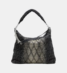 Charm-D-Grand sac hobo en denim matelassé traité Diesel