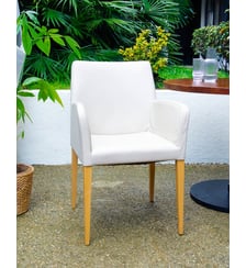 Fauteuil en cuir blanc Jakob N°1233- Produit chiné Debongout