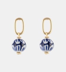 Boucles d'oreilles perle en céramique bleu Balaboosté