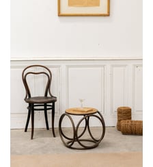 Table d'appoint en bois et cannage Francine N°1060- Produit chiné Debongout