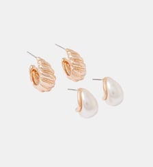 Set de 2 paires de petites créoles perle et twistées Balaboosté
