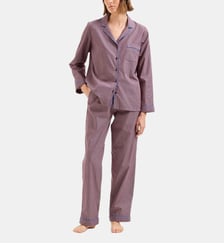 Pyjama col tailleur en popeline de coton, Essentiel Rayé Laurence Tavernier
