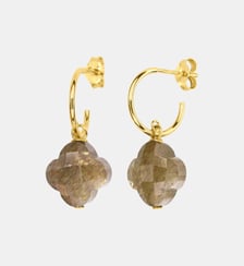 Boucles d'oreilles, pierre de soleil, or jaune Morganne Bello