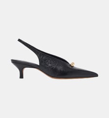 Slingbacks pointues en cuir embossé Maje