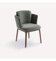 Fauteuil de table velours et pieds en noyer Jabote AM.PM