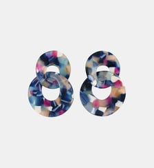 Boucles d'oreilles double cercle en résine bleue Balaboosté