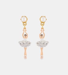 Boucles d'oreilles mini ballerine blanche strass et perles Les Néréides
