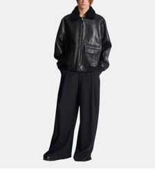 Bomber aviateur en cuir d'agneau Balmain