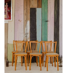 Lot de 6 chaises Baumann en bois Claude N°1387- Produit chiné Debongout
