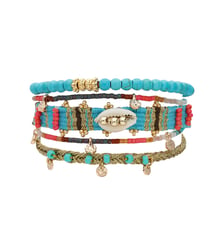 Bracelet manchette mulitliens avec perles en laiton doré COZUMEL Hipanema