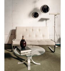 Table basse ronde en verre Donna N°504- Produit chiné Debongout