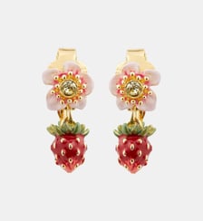 Boucles d'oreilles fraise des bois et fleur de rose Les Néréides