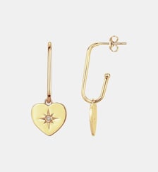 Boucles d'oreilles Coeur céleste en Plaqué Or avec diamant blanc La Garçonne Diamant