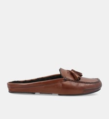 Pantoufle mule fur tassel - cuir lisse Fairmount