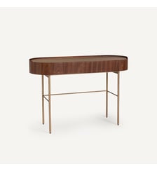 Bureau console plaqué noyer et cuir AM.PM