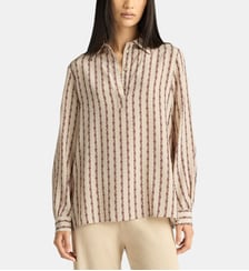 Ascot blouse en crêpe de Chine imprimée Momonì