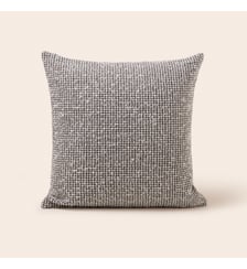 Housse De Coussin  Bouclette au motif micro damier naturel Madura