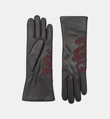 Gants Dragona Femme Cuir avec patch dragon en Cuir Velours Doublés Alpaga Agnelle