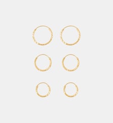 Set 3 paires de créoles ciselées - argent 925 doré Balaboosté