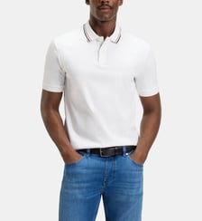 Polo slim en coton mercerisé col rayé BOSS