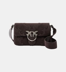 Petit sac porté épaule mini love bag one slouchy en daim avec incrustations Pinko